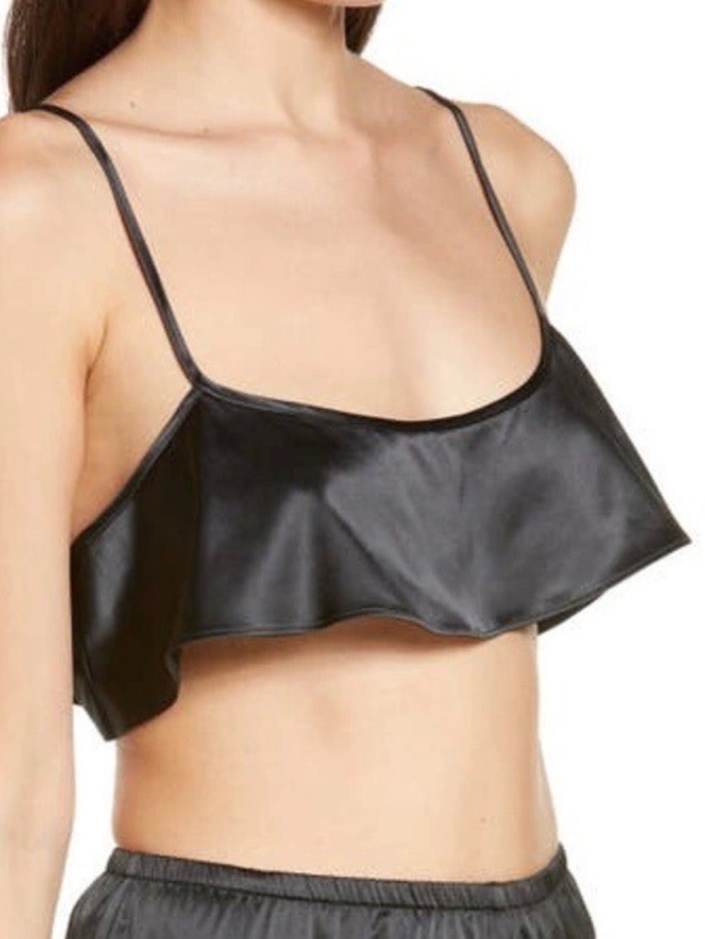 NWT SKIMS Woven Shine Cami Black Onyx Bra Size Medium